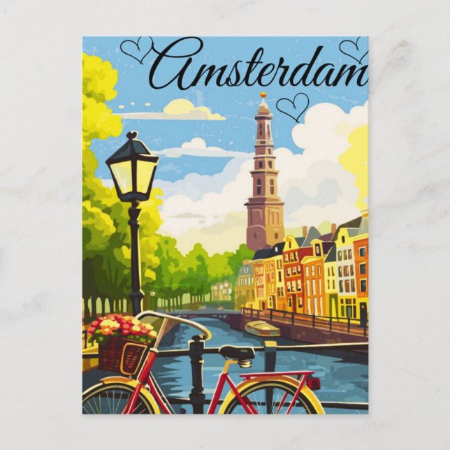 Carte Postale Amsterdam Travel Postcard Art, Pays-Bas Postcar (Devant)