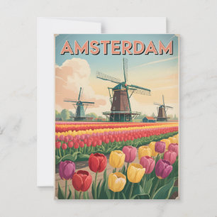 Carte Postale Amsterdam tulip champ vintage