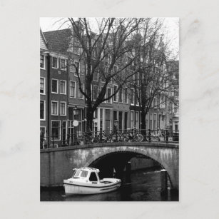 Carte Postale Amsterdam Winter Canal Boat Scene