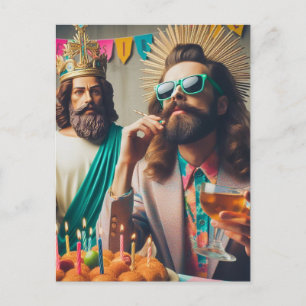 Carte Postale Amusant AI généré art Joyeux Anniversaire Jésus