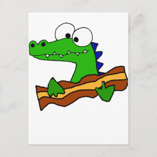 Carte Postale Amusant Alligator Manger Bacon Artwork
