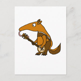Carte Postale Amusant Anteater Jouer Banjo Musique