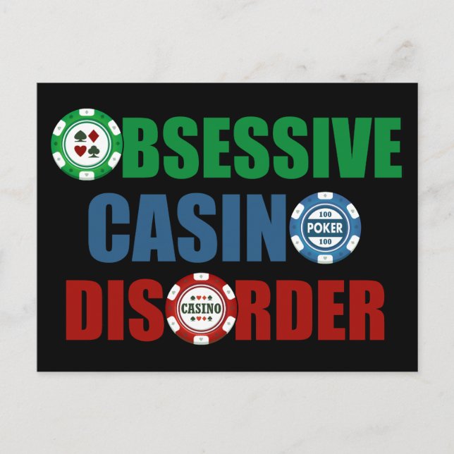 Carte Postale Amusant Casino Addict Jeux Poker Chips (Devant)