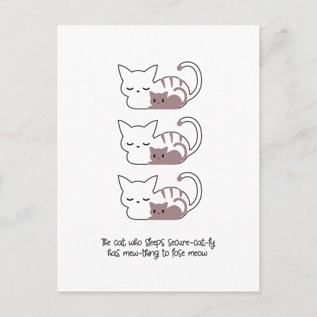 Carte Postale Amusant chat couché et Art II (Devant)
