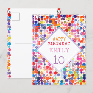 Carte Postale Amusant coloré aquarelle Peinture Anniversaire de 