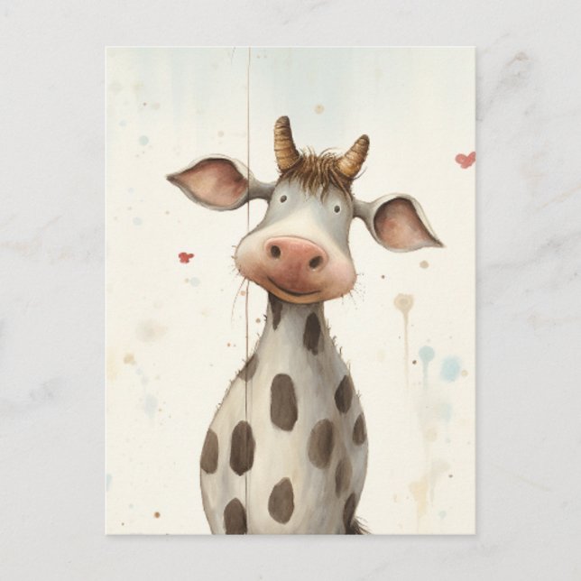 Carte Postale Amusant Cute Cow Ai Art (Devant)