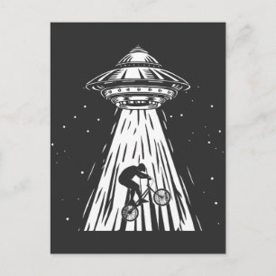 Carte Postale Amusant cyclisme bmx Alien Ufo Biker enlèvement