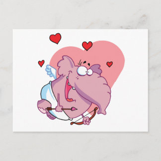 Carte Postale Amusant Eléphant Rose Cupid