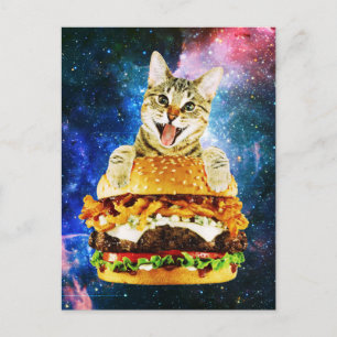 Carte Postale Amusant espace pour chat burger