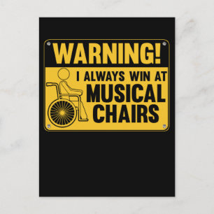 Carte Postale Amusant fauteuil roulant Humour de chaise musicale