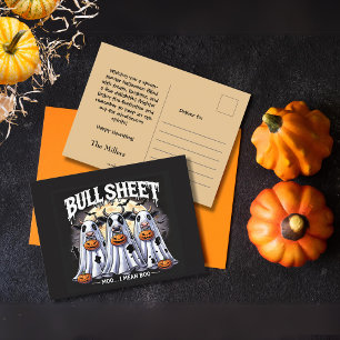 Carte Postale Amusant Halloween taureaux feuille taureau fantôme