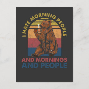 Carte Postale Amusant Introvert Café Lover Caféine Bear Matin
