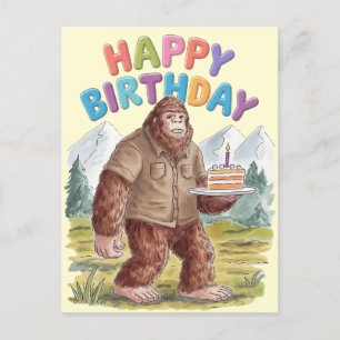 Carte Postale Amusant Joyeux Anniversaire BigFoot Sasquatch