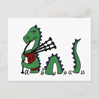 Carte Postale Amusant Loch Ness Monster Jouer des tuyaux