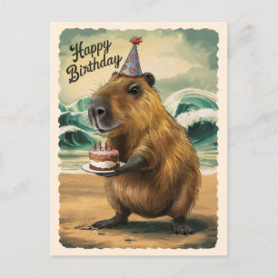 Carte Postale Amusant mignon Capybara Joyeux anniversaire