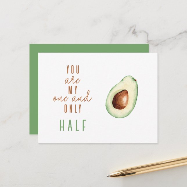 Carte Postale Amusant Mon Autre Demi-Avocado Valentines Day Note (Devant/Arrière en situation)