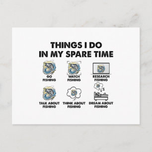 Carte Postale Amusant Pêcheur Aime 6 Choses Que Je Fais Dans Mon