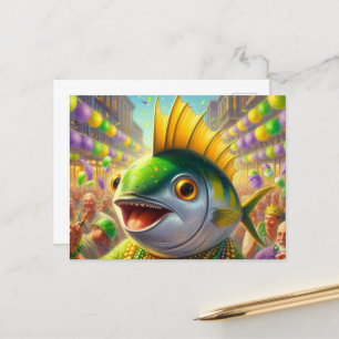 Carte Postale Amusant Poisson Mardi Gras