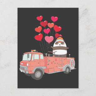 Carte Postale Amusant Pompier Panda Firetruck Cute Animal