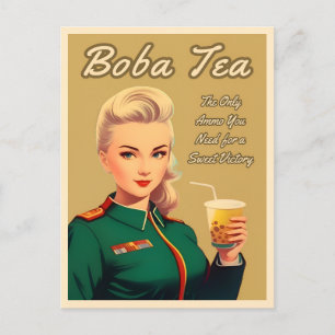 Carte Postale Amusant style Vintage Boba Tea Retro Humour