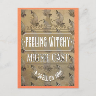 Carte Postale Amusant Vintage Halloween sorcière sorcière épell