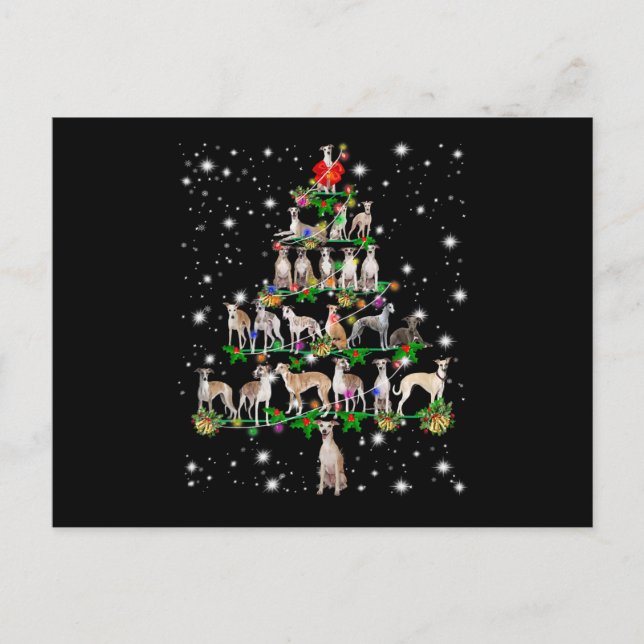 Carte Postale Amusant Whippet Noël Arbre Ornament Décor cadeau (Devant)
