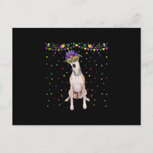 Carte Postale Amusant Whippet portant le Masque de Carnaval Mard