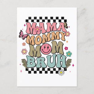 Carte Postale Amusante À damiers Fleurs de maman Fête des mères 