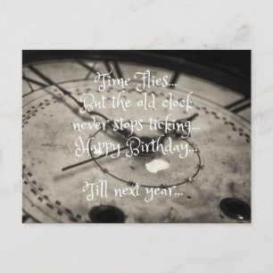Carte Postale Amusante Anniversaire Vieux Horloge Vintage