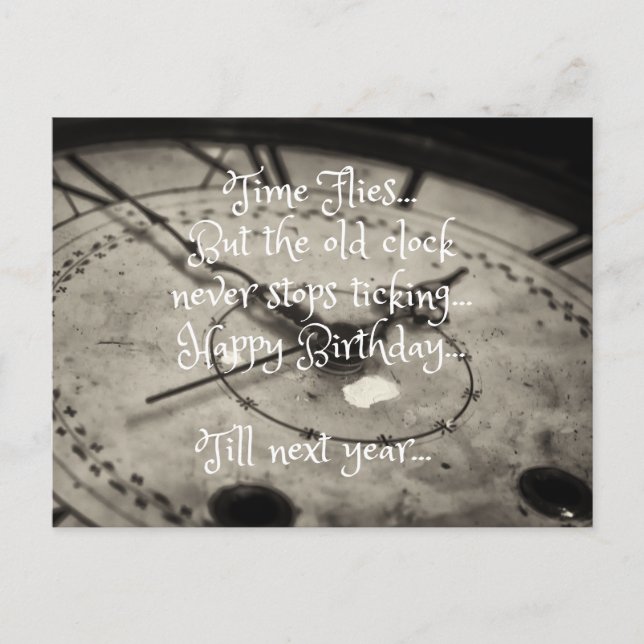 Carte Postale Amusante Anniversaire Vieux Horloge Vintage (Devant)