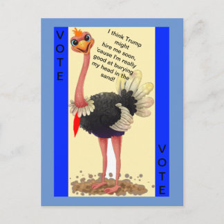 Carte Postale Amusante autruche politique anti-Trump avec Cravat