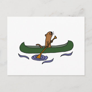 Carte Postale Amusante aviron de loutres de mer en canot
