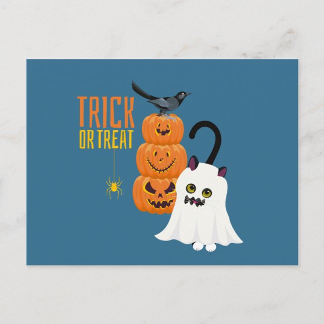 Carte postale amusante de chat pour Halloween (Devant)