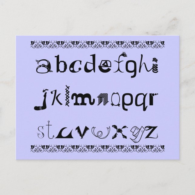 Carte postale amusante de l'alphabet en anglais (Devant)