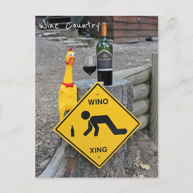 Carte postale amusante de poulet du pays du vin ! (Devant)