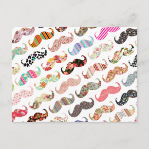 Carte Postale Amusante Fille Colorée Motif Moustaches
