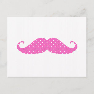 Carte Postale Amusante Fille Rose Chaud Pois Moustache