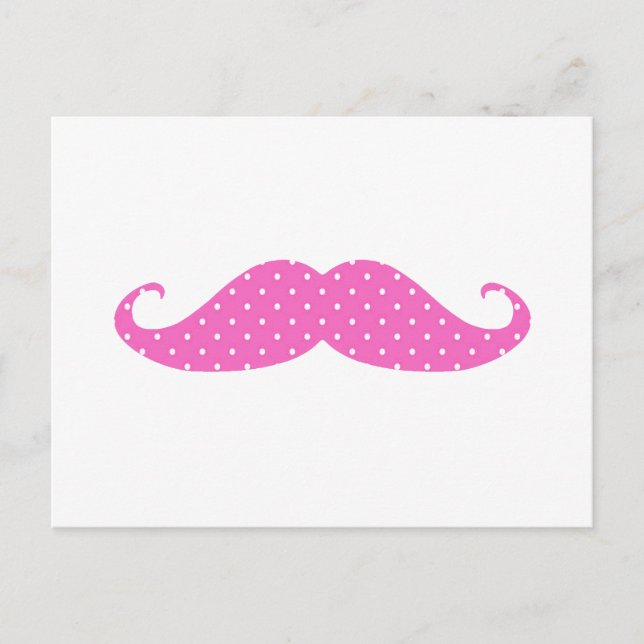 Carte Postale Amusante Fille Rose Chaud Pois Moustache (Devant)