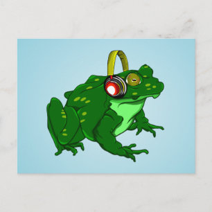 Carte Postale Amusante grenouille à bulles portant un casque