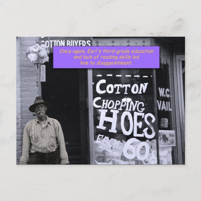 Carte postale amusante - Hoes de binage de coton (Devant)