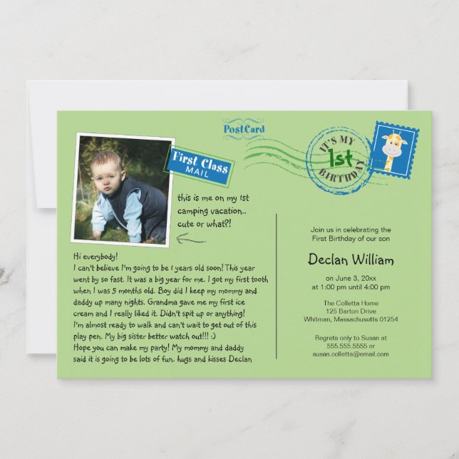 Carte postale amusante Invitation de fête d'annive (Devant)
