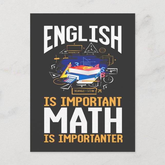 Carte Postale Amusante Math Enseignant Lutte Anglais Problèmes (Devant)