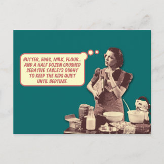 Carte postale amusante - Rétro ménagère gâteau de