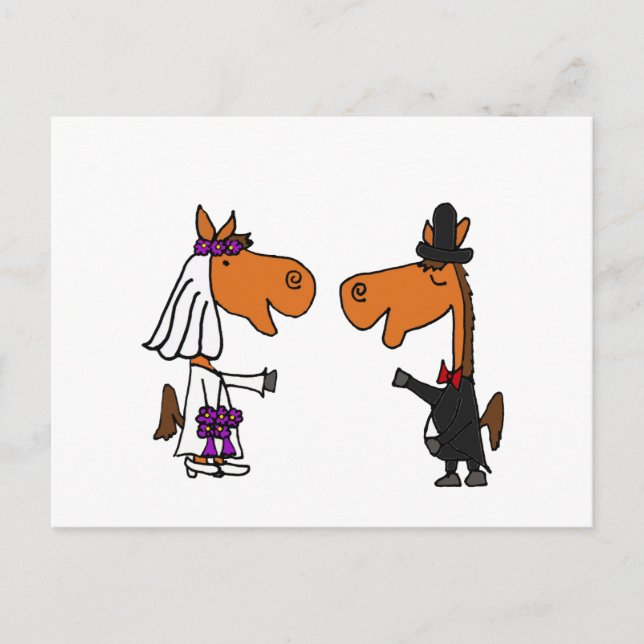Carte Postale Amusants Cheval Mariée et Mariage de chambre Desig (Devant)