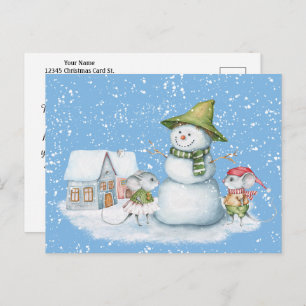 Carte Postale Amusants Joyeux Noël Snowman Holiday