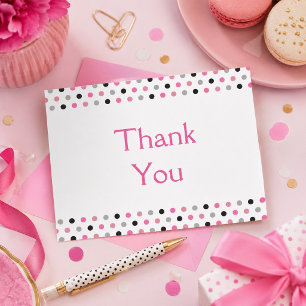 Carte Postale Amusants pois roses Merci