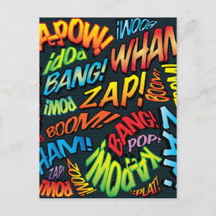 Carte Postale Amusants Sons de l'Art Pop de Bande Dessinée Rétro