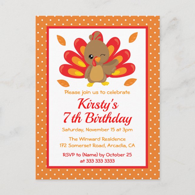 Carte Postale Amusants Turquie Thanksgiving Anniversaire Invitat (Devant)
