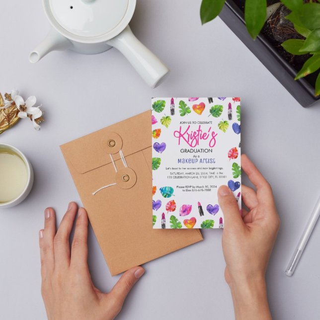 Carte Postale Amusants Vibrant Aquarelle Lipsticks Graduation Pa (Créateur téléchargé)