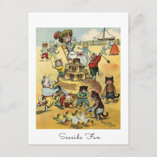 Carte Postale Amusement au bord de la mer Chat mischievous victo